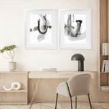 Shop A Loner II Art Print-Abstract, Grey, PC, Portrait, Rectangle, View All, White-framed painted poster wall decor artwork