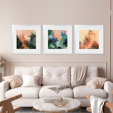 Shop Abstract Layers I Sunrise (Square) Art Print-Abstract, Green, Orange, Square, View All, WA-framed painted poster wall decor artwork