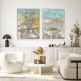 Shop Blue Gold II Canvas Art Print-Abstract, Blue, Brown, Grey, PC, Portrait, Rectangle, View All-framed wall decor artwork