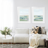 Shop Burbank Blue II Art Print-Abstract, Green, PC, Portrait, Rectangle, View All, White-framed painted poster wall decor artwork