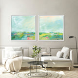 Shop Colorful Horizon Square II (Square) Canvas Art Print-Abstract, Blue, Square, View All, WA-framed wall decor artwork