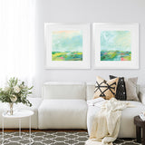 Shop Colorful Horizon Square II (Square) Art Print-Abstract, Blue, Square, View All, WA-framed painted poster wall decor artwork