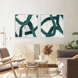 Shop Green Bow II (Square) Canvas Art Print-Abstract, Green, PC, Square, View All-framed wall decor artwork