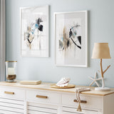 Shop Inked In Black II Art Print-Abstract, Neutrals, PC, Portrait, Rectangle, View All, White-framed painted poster wall decor artwork