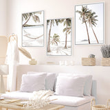 Shop Island Hammock Photo Canvas Art Print-Boho, Coastal, Green, Neutrals, Photography, Photography Canvas Prints, Portrait, Tropical, View All, White-framed wall decor artwork