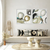 Shop Rings And Lines II (Square) Canvas Art Print-Abstract, Green, Grey, PC, Square, View All-framed wall decor artwork