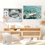 Shop Capri Boat I Photo Canvas Art Print-Amalfi Coast Italy, Blue, Coastal, Green, Landscape, Photography, Photography Canvas Prints, View All-framed wall decor artwork