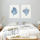 Shop Sea Garden III Royal Blue Canvas Art Print-Abstract, Blue, Botanicals, Portrait, Rectangle, View All, WA, White-framed wall decor artwork