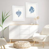 Shop Sea Garden III Royal Blue Art Print-Blue, Botanicals, Portrait, Rectangle, View All, WA, White-framed painted poster wall decor artwork