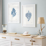 Shop Sea Garden II Royal Blue Art Print-Blue, Botanicals, Portrait, Rectangle, View All, WA, White-framed painted poster wall decor artwork