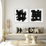 Shop Stacking Together I (Square) Canvas Art Print-Abstract, Black, PC, Square, View All-framed wall decor artwork