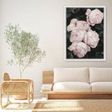 Shop Pink Roses Canvas Art Print-Florals, Green, Hamptons, Pink, Portrait, View All-framed wall decor artwork