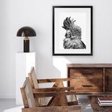 Shop Black Cockatoo Close-Up Art Print-Animals, Baby Nursery, Birds, Black, Grey, Portrait, Scandinavian, Tropical, View All, White-framed painted poster wall decor artwork