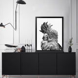 Shop Black Cockatoo Close-Up Art Print-Animals, Baby Nursery, Birds, Black, Grey, Portrait, Scandinavian, Tropical, View All, White-framed painted poster wall decor artwork