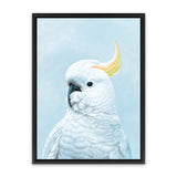 Shop White Cockatoo in Blue Canvas Art Print-Animals, Baby Nursery, Birds, Blue, Portrait, View All-framed wall decor artwork