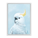 Shop White Cockatoo in Blue Canvas Art Print-Animals, Baby Nursery, Birds, Blue, Portrait, View All-framed wall decor artwork