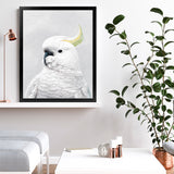 Shop White Cockatoo Art Print-Animals, Baby Nursery, Birds, Portrait, View All, White-framed painted poster wall decor artwork