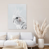 Shop Cockatiel Canvas Art Print-Animals, Baby Nursery, Birds, Grey, Portrait, View All, White-framed wall decor artwork