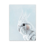 Shop Cockatiel in Blue Canvas Art Print-Animals, Baby Nursery, Birds, Blue, Portrait, View All, White-framed wall decor artwork