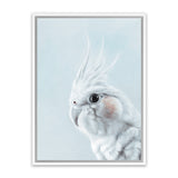 Shop Cockatiel in Blue Canvas Art Print-Animals, Baby Nursery, Birds, Blue, Portrait, View All, White-framed wall decor artwork