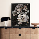 Shop Midnight Garden Art Print-Black, Florals, Hamptons, Portrait, Scandinavian, View All-framed painted poster wall decor artwork