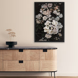 Shop Midnight Garden Canvas Art Print-Black, Florals, Hamptons, Portrait, Scandinavian, View All-framed wall decor artwork
