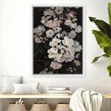 Shop Midnight Garden Canvas Art Print-Black, Florals, Hamptons, Portrait, Scandinavian, View All-framed wall decor artwork