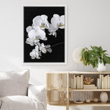 Shop Orchid Canvas Art Print-Black, Florals, Hamptons, Portrait, Scandinavian, View All, White-framed wall decor artwork