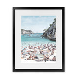 Shop European Cove Art Print-Blue, Coastal, People, Portrait, View All-framed painted poster wall decor artwork