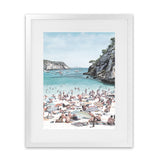 Shop European Cove Art Print-Blue, Coastal, People, Portrait, View All-framed painted poster wall decor artwork