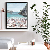 Shop European Cove Art Print-Blue, Coastal, People, Portrait, View All-framed painted poster wall decor artwork