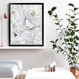Shop White Flowers Art Print-Florals, Portrait, View All, White-framed painted poster wall decor artwork