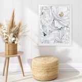 Shop White Flowers Art Print-Florals, Portrait, View All, White-framed painted poster wall decor artwork