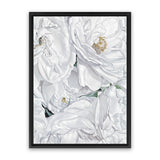 Shop White Flowers Canvas Art Print-Florals, Portrait, View All, White-framed wall decor artwork