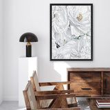 Shop White Flowers Canvas Art Print-Florals, Portrait, View All, White-framed wall decor artwork