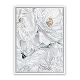 Shop White Flowers Canvas Art Print-Florals, Portrait, View All, White-framed wall decor artwork