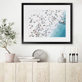 Shop Day At The Beach (Lighter) Art Print-Blue, Coastal, Landscape, Neutrals, Tropical, View All-framed painted poster wall decor artwork