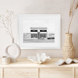 Shop Black & White Marfa Art Print-Black, Grey, Hamptons, Landscape, Scandinavian, View All, White-framed painted poster wall decor artwork