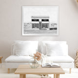 Shop Black & White Marfa Art Print-Black, Grey, Hamptons, Landscape, Scandinavian, View All, White-framed painted poster wall decor artwork