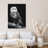 Shop Owl Canvas Art Print-Animals, Birds, Black, Portrait, Scandinavian, View All-framed wall decor artwork