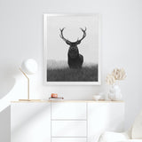 Shop Black & White Elk Art Print-Animals, Black, Grey, Hamptons, Portrait, Scandinavian, View All, White-framed painted poster wall decor artwork