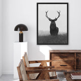 Shop Black & White Elk Canvas Art Print-Animals, Black, Grey, Hamptons, Portrait, Scandinavian, View All, White-framed wall decor artwork