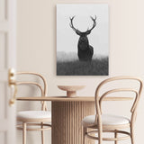 Shop Black & White Elk Canvas Art Print-Animals, Black, Grey, Hamptons, Portrait, Scandinavian, View All, White-framed wall decor artwork