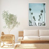Shop California Palms Canvas Art Print-Blue, Botanicals, Coastal, Green, Portrait, Tropical, View All-framed wall decor artwork