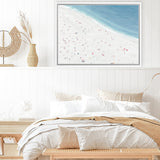 Shop Sunbathers II Canvas Art Print-Blue, Coastal, Landscape, Tropical, View All, White-framed wall decor artwork