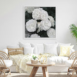 Shop White English Roses (Square) Canvas Art Print-Botanicals, Florals, Hamptons, Square, View All, White-framed wall decor artwork