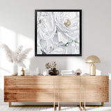 Shop White Flowers (Square) Art Print-Botanicals, Florals, Hamptons, Square, View All, White-framed painted poster wall decor artwork