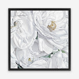 Shop White Flowers (Square) Canvas Art Print-Botanicals, Florals, Hamptons, Square, View All, White-framed wall decor artwork