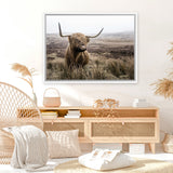 Shop Highland Cow I Photo Canvas Art Print-Animals, Brown, Green, Landscape, Photography, Photography Canvas Prints, Scandinavian, View All-framed wall decor artwork