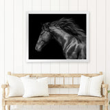 Shop Black Horse Photo Art Print-Animals, Black, Horizontal, Landscape, Photography, Rectangle, View All-framed poster wall decor artwork